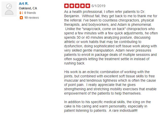 Benjamin Chiropractic Patient Testimonial